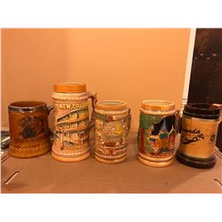 Lot of 5 Beer Steins