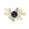 Image 2 : 1.38 ctw Blue Sapphire and Diamond Ring - 14KT Yellow Gold