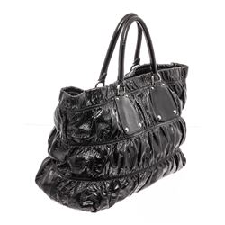 Prada Black Leather Gaufre Shoulder Bag