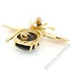 Image 6 : Vintage 14kt Yellow Gold 6.04 ctw Smokey Topaz and Ruby Fly Brooch Pin