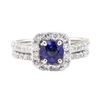 Image 2 : 1.66 ctw Sapphire And Diamond Ring And Attached Band - 14KT White Gold