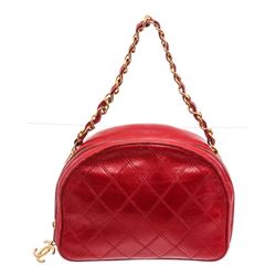 Chanel Vintage Red Quilted Leather Camera Shoulder Bag