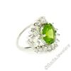 Image 6 : Vintage Platinum 10.20 ctw Round Peridot and Marquise Diamond Ring