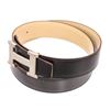 Image 5 : Hermes Black Beige Reversible Leather Palladium Palted Hammered H Buckle Belt 75
