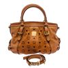 Image 1 : MCM Cognac Visetos Coated Canvas Two Way Tote Bag