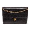 Image 1 : Chanel Vintage Black Quilted Lambskin Leather CC Flap Bag