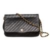 Image 4 : Chanel Black Calfskin Leather Vintage Diagonal Quilted Flap Shoulder Bag