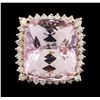 Image 2 : 34.86 ctw Kunzite and Diamond Ring - 14KT Rose Gold