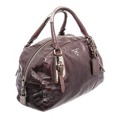 Prada Purple Patent Leather Tote Bag