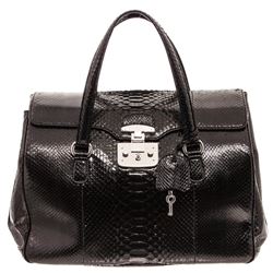 Gucci Black Snakeskin Lady Lock Top Handle Tote