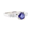 Image 1 : 1.13 ctw Sapphire And Diamond Ring - 18KT White Gold