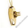 Image 5 : Vintage 14kt Yellow Gold 0.40 ctw Diamond Hand Etched Shield Pendant Necklace