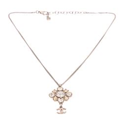 Chanel Strass CC Rhinestone Pendant Necklace