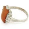 Image 5 : Antique 10K White Gold Carnelian Solitaire Ring w/ .22 ctw Round Diamond Accents