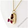 Image 4 : 14kt Yellow Gold 0.33 ctw Ruby and Diamond Bow Baby Girl Shoe Pendant Necklace