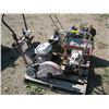 Image 1 : PALLET OF MISC CEMENT CUTTER, LAWN EDGER, WELDER & COMPRESSOR