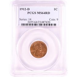 1912-D Lincoln Wheat Cent Coin PCGS MS64RD