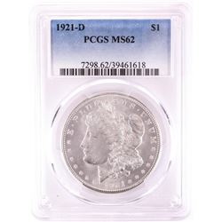 1921-D $1 Morgan Silver Dollar Coin PCGS MS62