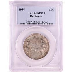 1936 Robinson Centennial Commemorative Half Dollar Coin PCGS MS65