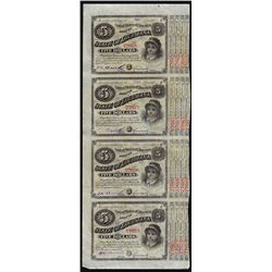 Uncut Sheet of (4) State of Louisiana Baby Bond Obsolete Notes