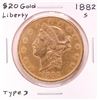 Image 1 : 1882-S $20 Type 3 Liberty Head Double Eagle Gold Coin