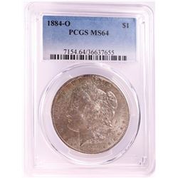 1884-O $1 Morgan Silver Dollar Coin PCGS MS64 Nice Toning