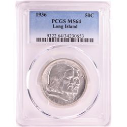 1936 Long Island Tercentenary Commemorative Half Dollar Coin PCGS MS64