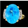 Image 1 : 14KT Yellow Gold Ladies 15.80 ctw Blue Topaz and Diamond Ring