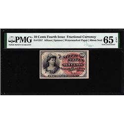 1863 Fourth Issue Ten Cent Fractional Currency Note Fr.1257 PMG Gem Uncirculated 65EPQ