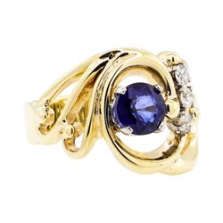 14KT Yellow Gold 1.29 ctw Sapphire and Diamond Ring