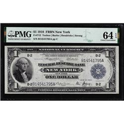 1918 $1 Federal Reserve Bank Note New York Fr.712 PMG Choice Uncirculated 64EPQ