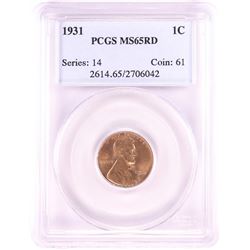 1931 Lincoln Wheat Cent Coin PCGS MS65RD