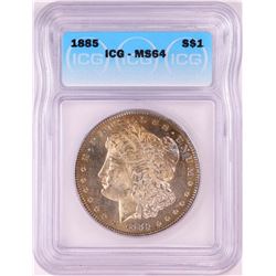 1885 $1 Morgan Silver Dollar Coin ICG MS64