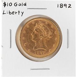 1892 $10 Liberty Head Eagle Gold Coin