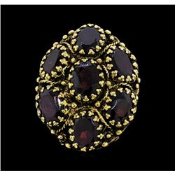 14KT Yellow Gold Ladies 10.50 ctw Garnet Dome Cluster Ring