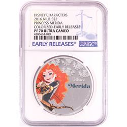 2016 Proof $2 Disney Princess Merida 1oz Silver Coin NGC PF70 Ultra Cameo