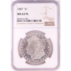 1887 $1 Morgan Silver Dollar Coin NGC MS63PL