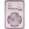 Image 1 : 1881 $1 Morgan Silver Dollar Coin NGC MS63