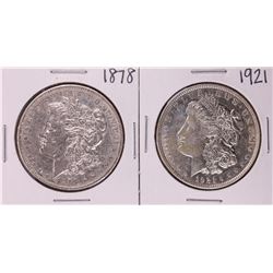 1878 & 1921 First & Last Year $1 Morgan Silver Dollar Coin Set