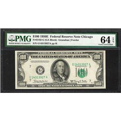 1950E $100 Federal Reserve Note Chicago Fr.2162-G PMG Choice Uncirculated 64EPQ