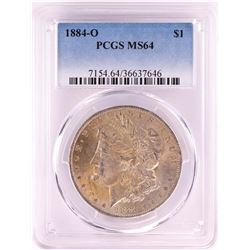 1884-O $1 Morgan Silver Dollar Coin PCGS MS64 Nice Toning