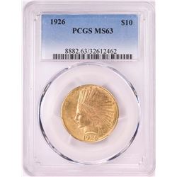 1926 $10 Indian Head Eagle Gold Coin PCGS MS63