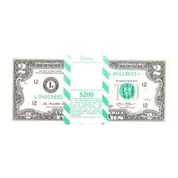 Pack of (100) Consecutive 2013 $2 Federal Reserve STAR Notes San Francisco