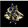 Image 1 : 14KT Yellow Gold Ladies 1.50 ctw Sapphire and Diamond Waterfall Ring