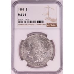 1888 $1 Morgan Silver Dollar Coin NGC MS64