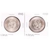 Image 1 : Lot of (2) 1948 Mexico Cuauhtemoc Cinco Pesos Silver Coins
