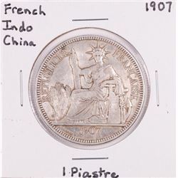 1907 French Indo China 1 Piastre Silver Coin