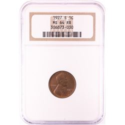 1927-S Lincoln Wheat Cent Coin NGC MS64RB