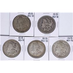 Lot of (5) 1878 Reverse of 78' $1 Morgan Silver Dollar Coins