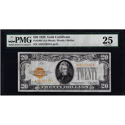 1928 $20 Gold Certificate Note Fr.2402 PMG Very Fine 25